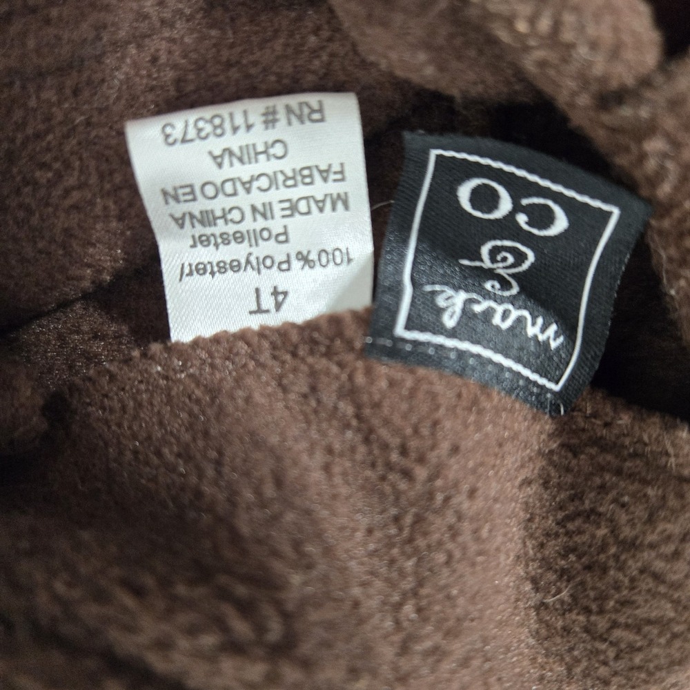Mack & CO Girls Brown Fleece Jacket With Felt Fleece Flowers | Size 4T - Picture 8 of 8